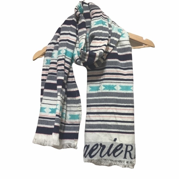 AERIE striped blanket scarf embroidered - Picture 1 of 6